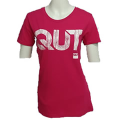 TSHIRT SML/ ORGANIC FITTED - QUT ETCHED