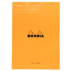 RHODIA PAD 18 STAPLED ORANGE COVER A4 PLAIN