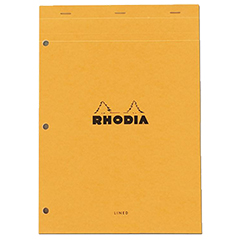 RHODIA PAD 18 STAPLED ORANGE COVER A4 LINED + MARGIN
