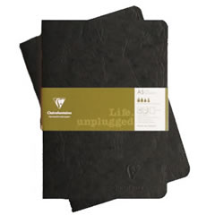 CLAIREFONTEINE STAPLED TWIN SET A5 PLAIN BLACK NOTEBOOK