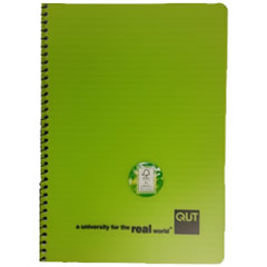 QUT A4 NOTEBOOK GREEN DOUBLE WIRE 100 PAGE 55gsm NB2000