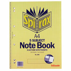 PAD SPIRAX 596 A4 5 SUBJECT NOTEBOOK 250 PAGE #43111        (KG-DNR)