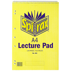PAD SPIRAX 905 A4 LECTURE PAD PERFORATED 140 PAGE #40900