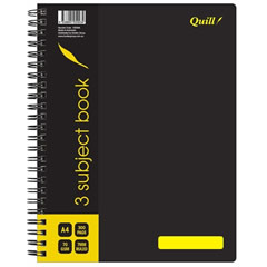 PAD QUILL A4 3 SUBJECT BOOK PP COVER 300 PAGE