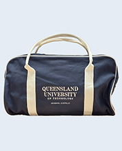 QUT Navy Duffle Bag International - Cream Handle