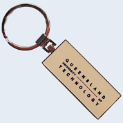 QUT Block Keyring Cream
