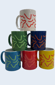 Mug Squiggle Design Various Colours