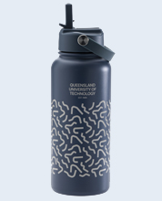 QUT Squiggle Insulated Bottle 1 Ltr Petrol Blue