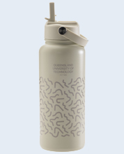 QUT Squiggle Insulated Bottle 1 Ltr Ecru