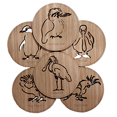 COASTERS - QUT MARINE WOODEN - ROUND