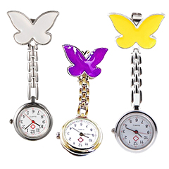 NURSE WATCH BUTTERFLY CLICK ON (ASSORTED COLOURS)