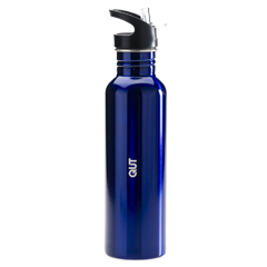 WATER BOTTLE - QUT VERTICAL - 800ml STAINLESS