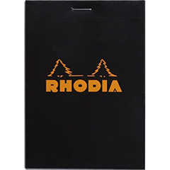 NOTEPAD #12 TOP STAPLED POCKET BLACK 5 X 5 GRID RHODIA