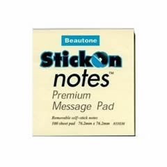 STICK ON NOTES YELLOW 76 X 76MM #26034