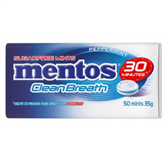 MENTOS CLEAN BREATH PEPPERMINT 35G