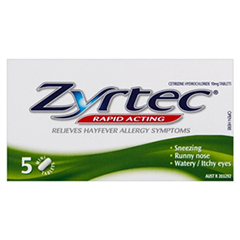 ZYRTEC 10MG TABLETS 5S
