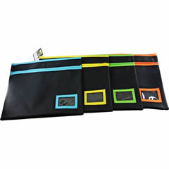 PENCIL CASE BLACK POLYESTER WITH NAME CARD 35 X 26 CM
