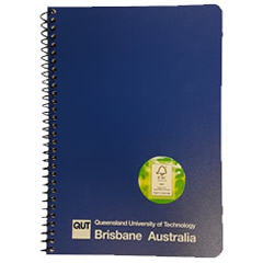 QUT A5 NOTEBOOK NAVY DOUBLE WIRE 100 PAGE 55gsm NB2030