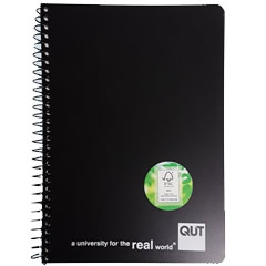QUT A5 NOTEBOOK BLACK DOUBLE WIRE 100 PAGE 55gsm NB2030