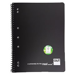 QUT A4 NOTEBOOK BOOK 140 PAGE HOLE PUNCHED & PERFORTATED