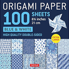 ORIGAMI PAPER 100 SHEETS BLUE & WHITE